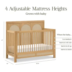 Eloise 4-in-1 Convertible Crib in Honey and Performance Sand Eco-Weave