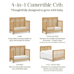 Eloise 4-in-1 Convertible Crib in Honey and Performance Sand Eco-Weave