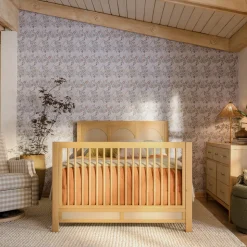 Eloise 4-in-1 Convertible Crib in Honey and Performance Sand Eco-Weave