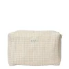 Elsie Travel Case Zip Pouch Bag in Beige Gingham