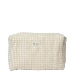 Elsie Travel Case Zip Pouch Bag in Beige Gingham