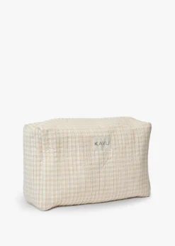 Elsie Travel Case Zip Pouch Bag in Beige Gingham
