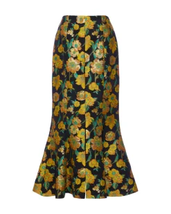 Elys Skirt in Metallic Citrine Brocade