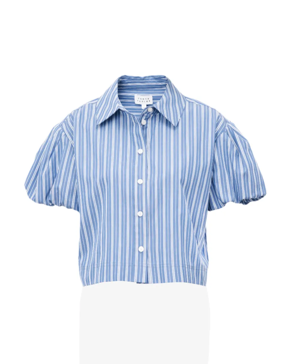 Elza Top in French Blue/White Multi