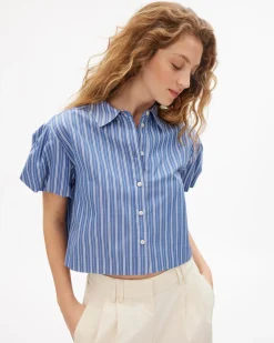 Elza Top in French Blue/White Multi