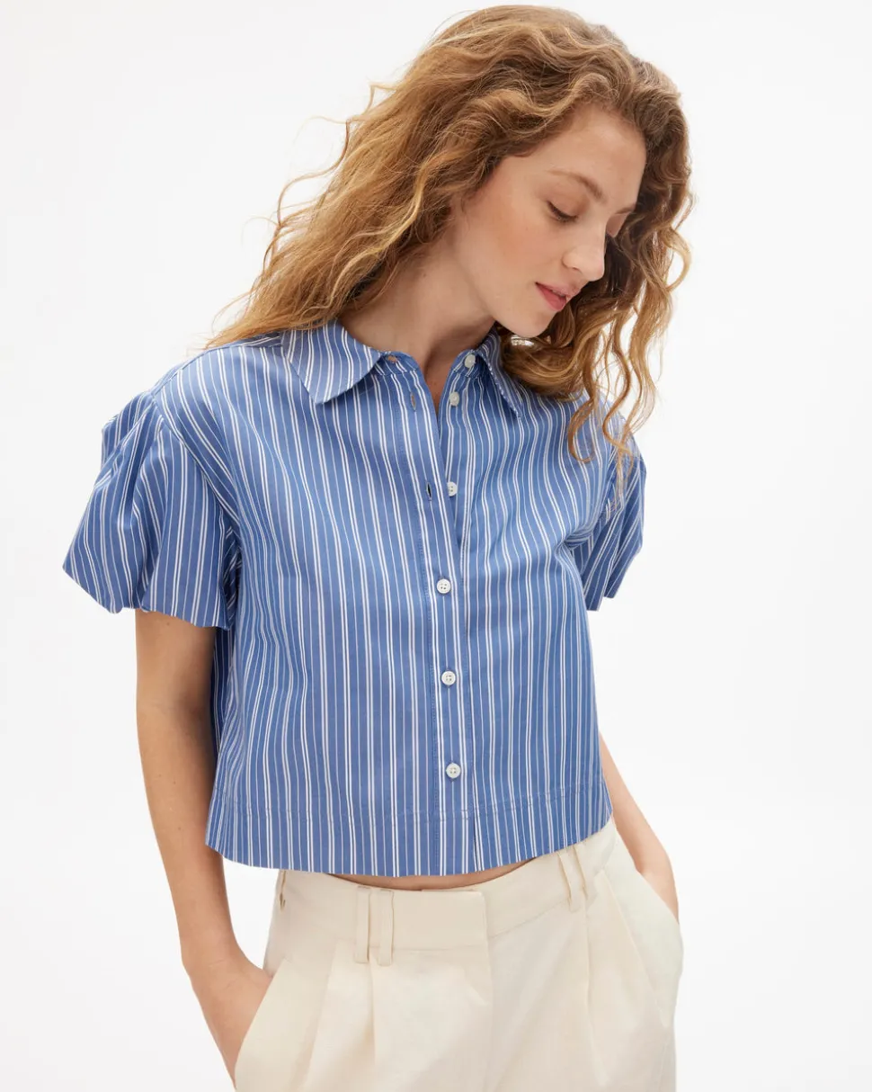 Elza Top in French Blue/White Multi