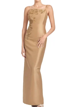 Embellished Pryce Gown in Chestnut Gold