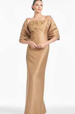 Embellished Pryce Gown in Chestnut Gold
