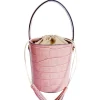 Embossed Croc Bucket Bag in Rose