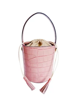 Embossed Croc Bucket Bag in Rose
