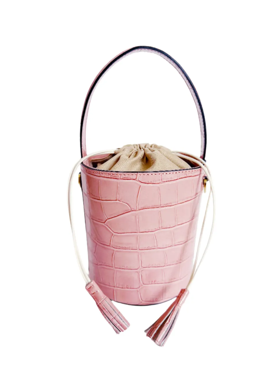 Embossed Croc Bucket Bag in Rose