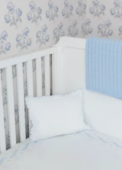 Embroidered Crib Sheet in Sky