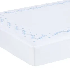 Embroidered Crib Sheet in Sky