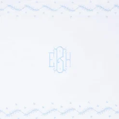 Embroidered Crib Sheet in Sky