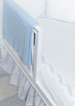 Embroidered Crib Sheet in Sky