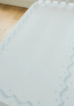 Embroidered Crib Sheet in Sky