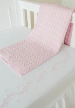 Embroidered Crib Sheet in Blush