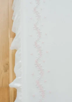 Embroidered Crib Sheet in Blush