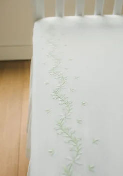 Embroidered Crib Sheet in Meadow