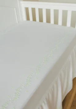 Embroidered Crib Sheet in Meadow