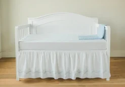 Embroidered Crib Skirt in Sky