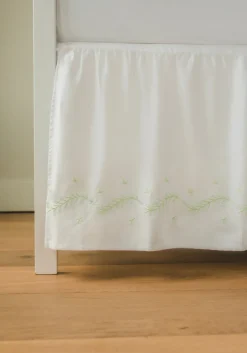 Embroidered Crib Skirt in Meadow