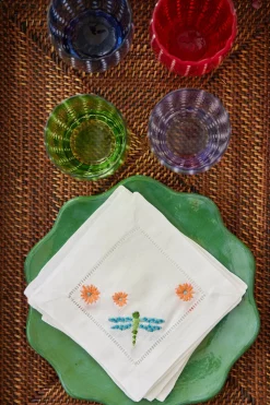 Embroidered Dragonfly Cocktail Napkins, Set of 4