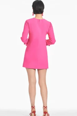 Embroidered Lily Dress in Electric Pink