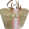 Embroidered Pink Stripe Tote