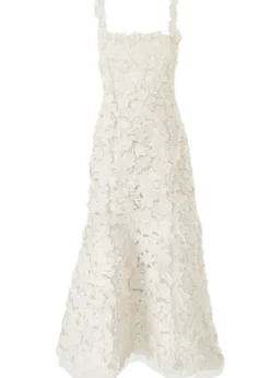 Embroidered Trumpet Midi Dress