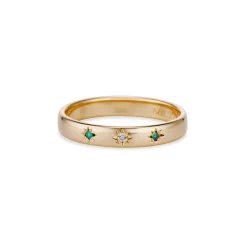 Emerald and Diamond Petite Star Band