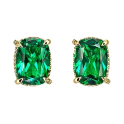Emerald Cushion Wing Studs