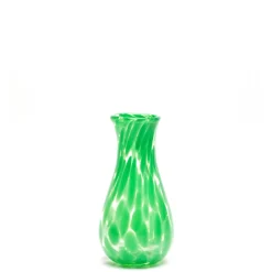 Emerald Green Transparent Spotted Bud Vase