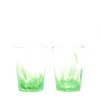 Emerald Green Transparent Spotted Tumblers, Set of Two