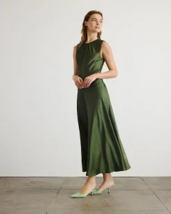 Emily Dress in Forest Green