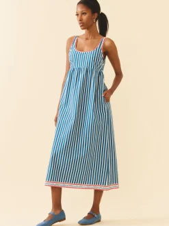 Emily Dress in Navy Stripe
