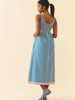 Emily Dress in Navy Stripe