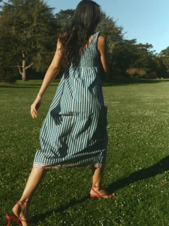 Emily Dress in Navy Stripe