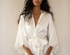 Emily White Silk Robe