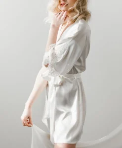 Emily White Silk Robe
