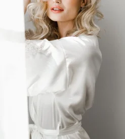 Emily White Silk Robe
