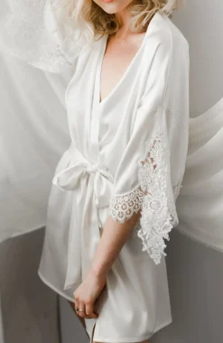 Emily White Silk Robe