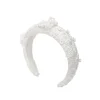 Emma Headband in Ivory Silk Wool with 3D Lace Embellishment