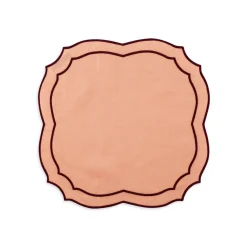 Emma Napkin in Rose with Burgundy Embroidery