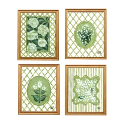 En Vert Botanical Prints, Set of 4