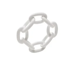 Enamel Chain Link Napkin Ring in White, Set of 4