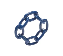 Enamel Chain Link Napkin Ring in Navy, Set of 4