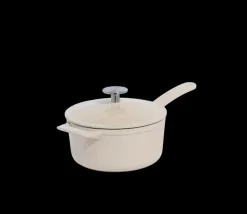 Enameled Cast Iron Saucepan in White