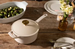 Enameled Cast Iron Saucepan in White