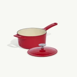 Enameled Cast Iron Saucepan in Made In Red